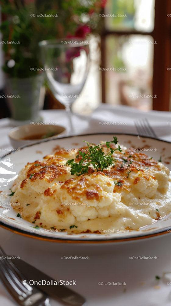 Delicious Baked Cauliflower with Creamy Sauce and Fresh Herbs