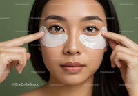 Young Woman Applying Under-Eye Patches for Skin Care and Relaxation