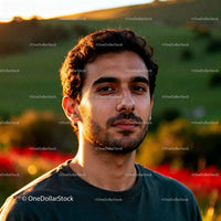 Young man enjoying golden hour in nature outdoors