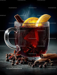 Mulled Wine with Spices and Citrus in Rustic Setting