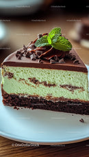 Creamy Mint and Chocolate Layered Cheesecake with Chocolate Flakes