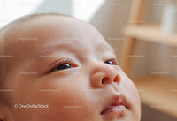 Close-Up of Thoughtful Baby Looking Upward