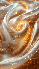Elegant Silky Fabric with Gold Glitter and Sparkling Light