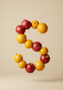 Number Five Crafted from Fresh Apples and Oranges