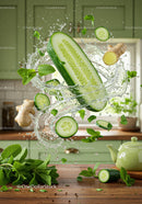 Fresh cucumber and ginger splash with mint leaves