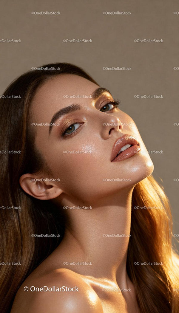 Glow Radiance Close-Up of Young Woman with Natural Makeup