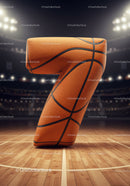 Three Dimensional Number Seven Made of Basketball Texture