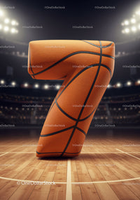 Three Dimensional Number Seven Made of Basketball Texture