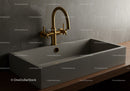 Elegant Concrete Sink with Gold Faucet in Modern Bathroom Decor