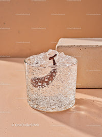 Refreshing Sparkling Water with Clove on Minimalist Background