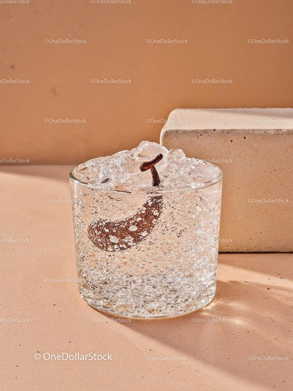 Refreshing Sparkling Water with Clove on Minimalist Background