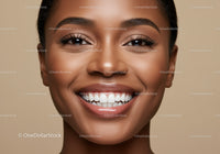 Closeup of joyful woman with bright natural smile