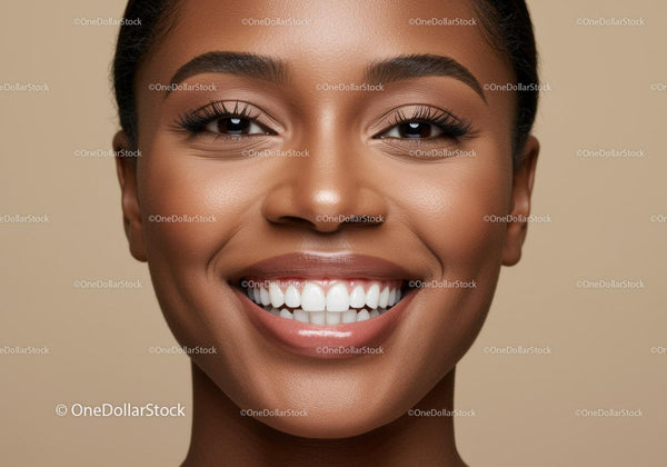 Closeup of joyful woman with bright natural smile