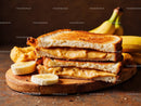 Peanut Butter and Banana Toasted Sandwich with Sliced Banana