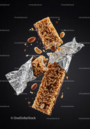 Crispy Nut and Cereal Energy Bars in Foil Wrapper