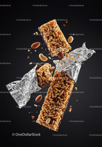 Crispy Nut and Cereal Energy Bars in Foil Wrapper
