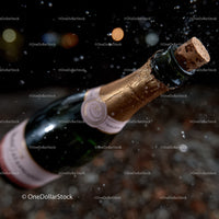 Champagne Bottle Breaking with Splash in a Night Celebration Scene