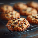 Freshly Baked Chocolate Chip Cookies on a Cooling Rack