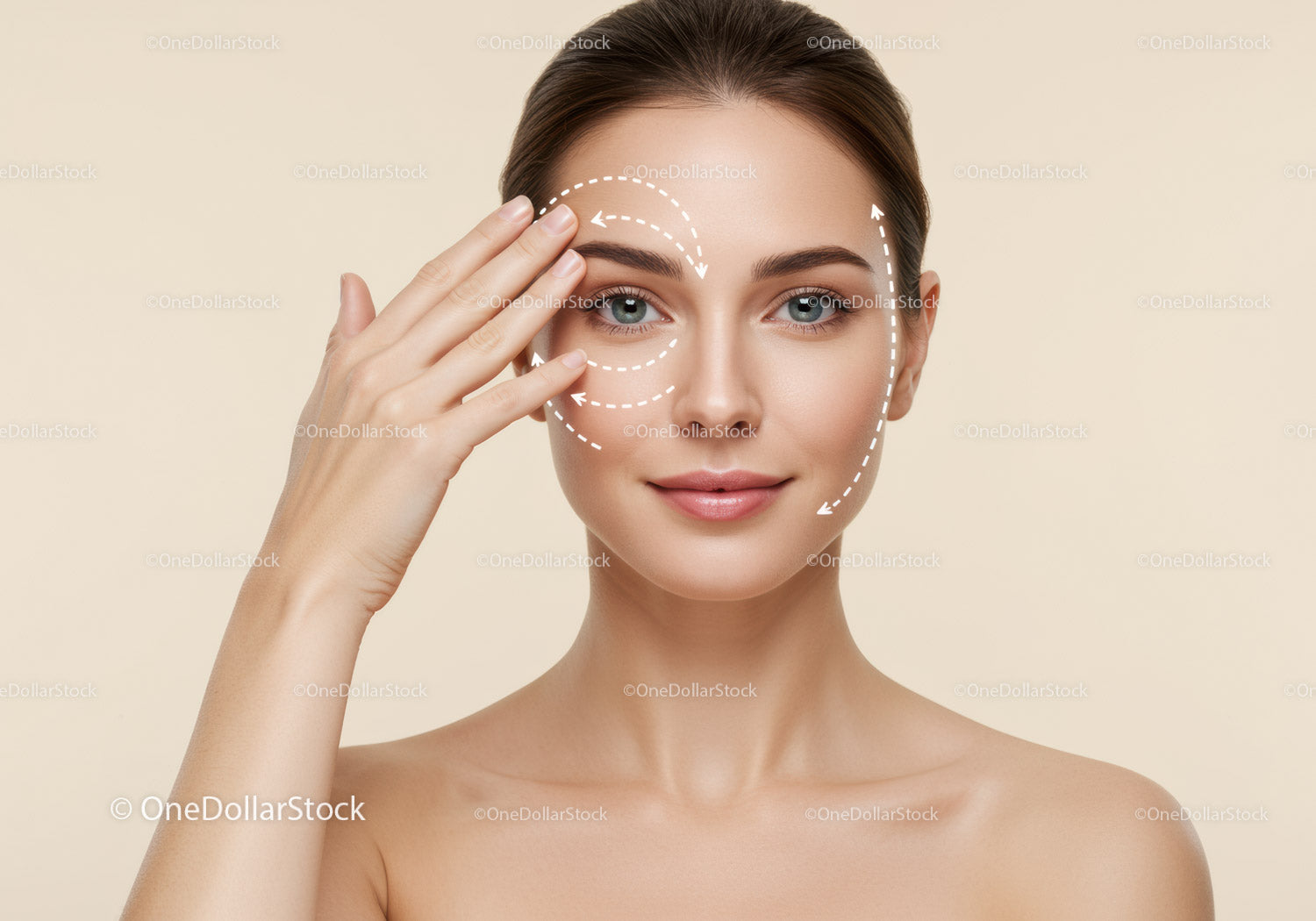 Woman with Clear Skin Undergoing Cosmetic Facial Treatment