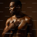 Male Model Applying Body Oil on Chest for Healthy Skin and Wellness