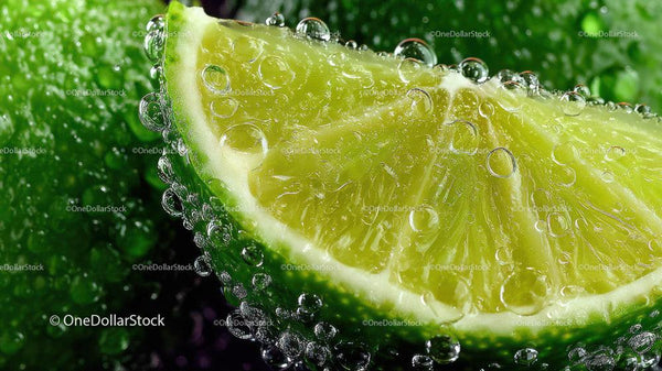 Fresh Lime Wedge with Water Droplets in Close-Up