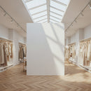 Modern Clothing Boutique with Neutral Tones and Skylight