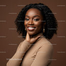 Elegant African American Woman with Curly Hair and Bright Smile