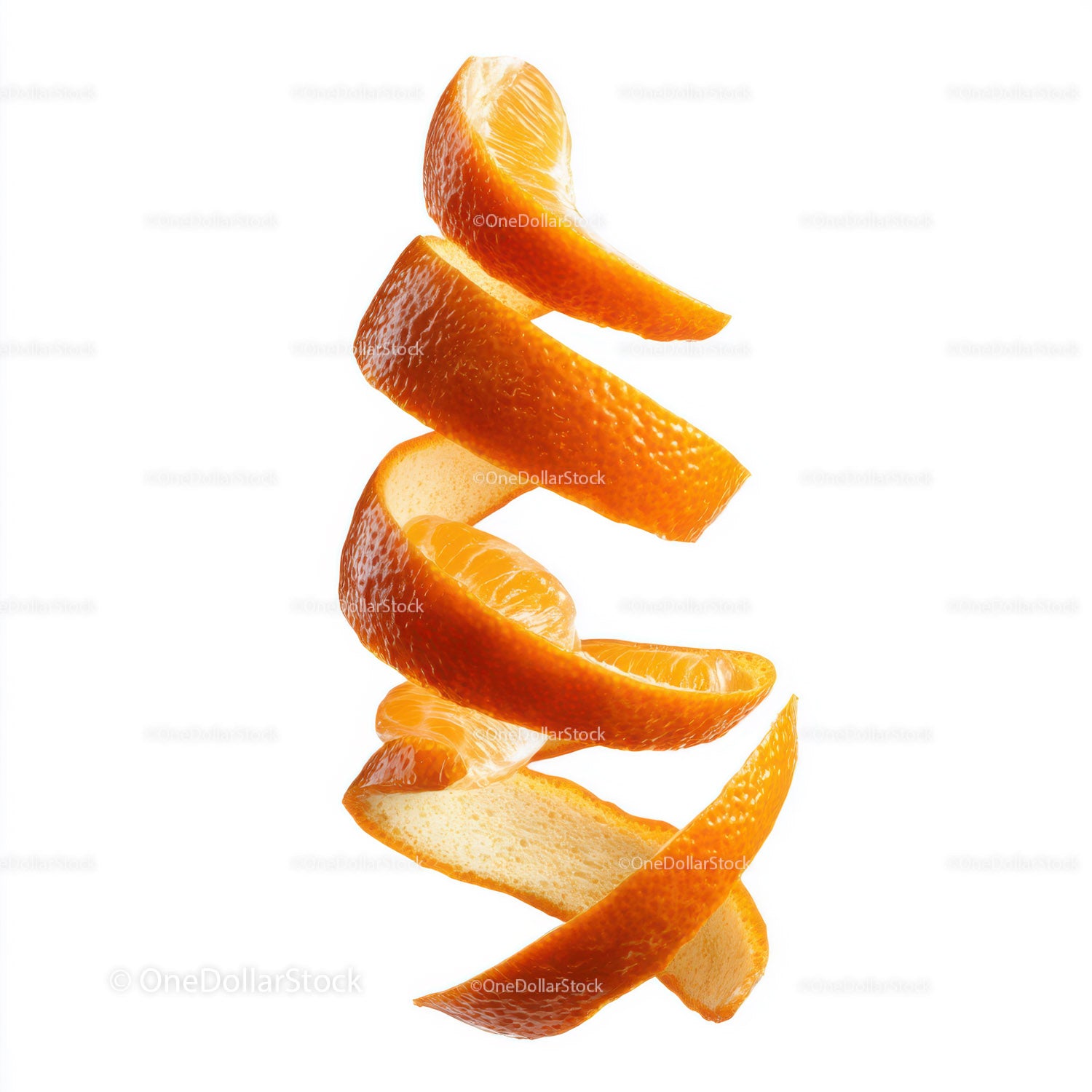 Fresh Orange Slices and Peel in Bright Orange Color