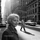 Elegant Elderly Woman Walking in Business District on City Street