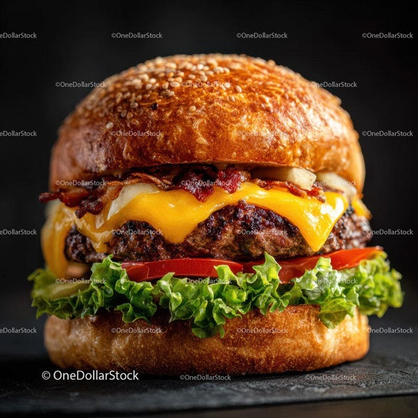Juicy Cheeseburger with Bacon Lettuce Tomato and Melted Cheese