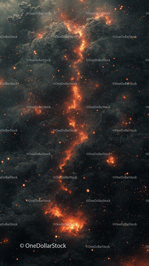 Vivid Cosmic Nebula with Glowing Dust and Star Clusters