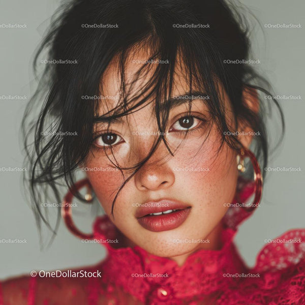 Vibrant Portrait of a Young Woman with Freckles and Stylish Accessories