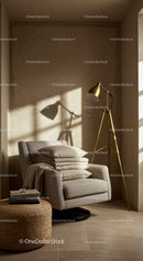 Cozy Reading Corner with Armchair and Floor Lamp
