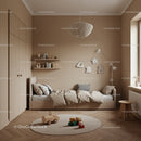 Cozy Children's Bedroom with Beige Walls and Wooden Furniture