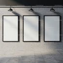 Minimalist gallery wall with three blank posters