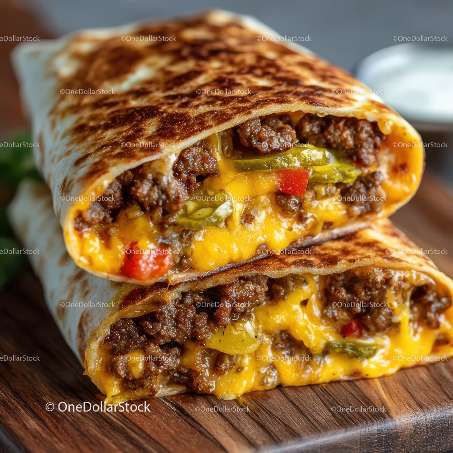 Cheeseburger Wrap with Beef and Cheese Filled Tortilla