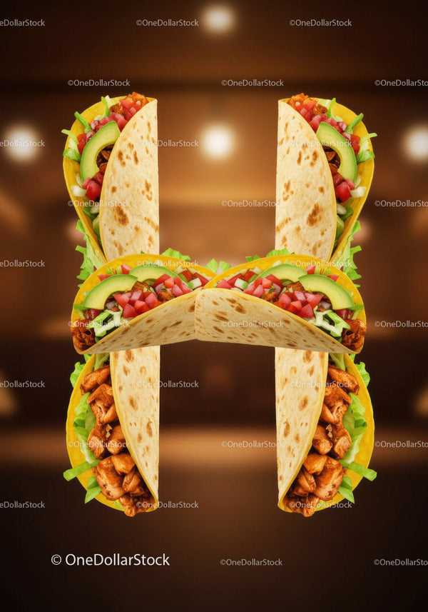 Delicious Chicken Tacos Arranged in Creative Pattern