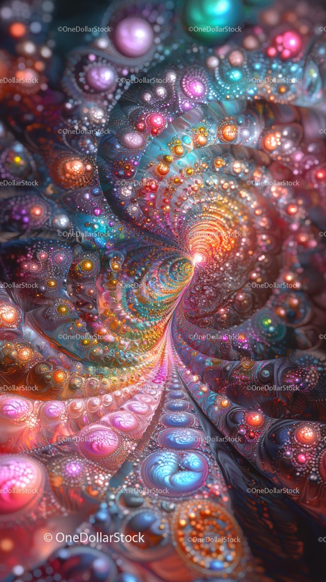 Kolorowy abstrakcyjny wzór spirali fraktalnej w żywych neonowych odcieniach