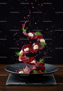 Crispy Beetroot Chips with Cheese and Fresh Dill Garnish