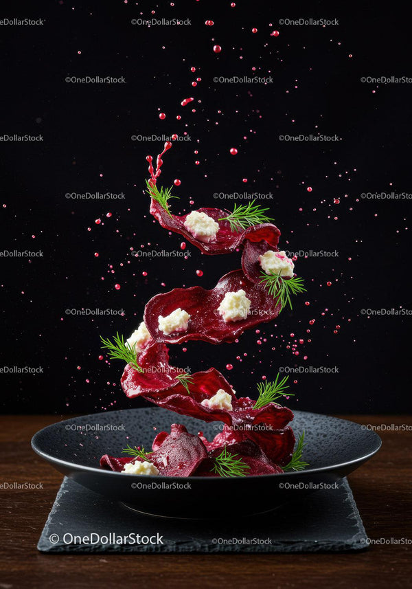 Crispy Beetroot Chips with Cheese and Fresh Dill Garnish