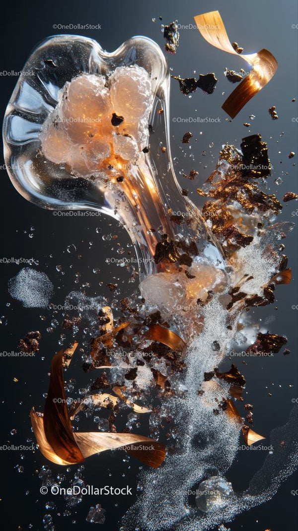Exploding Glass with Shards and Debris in Motion