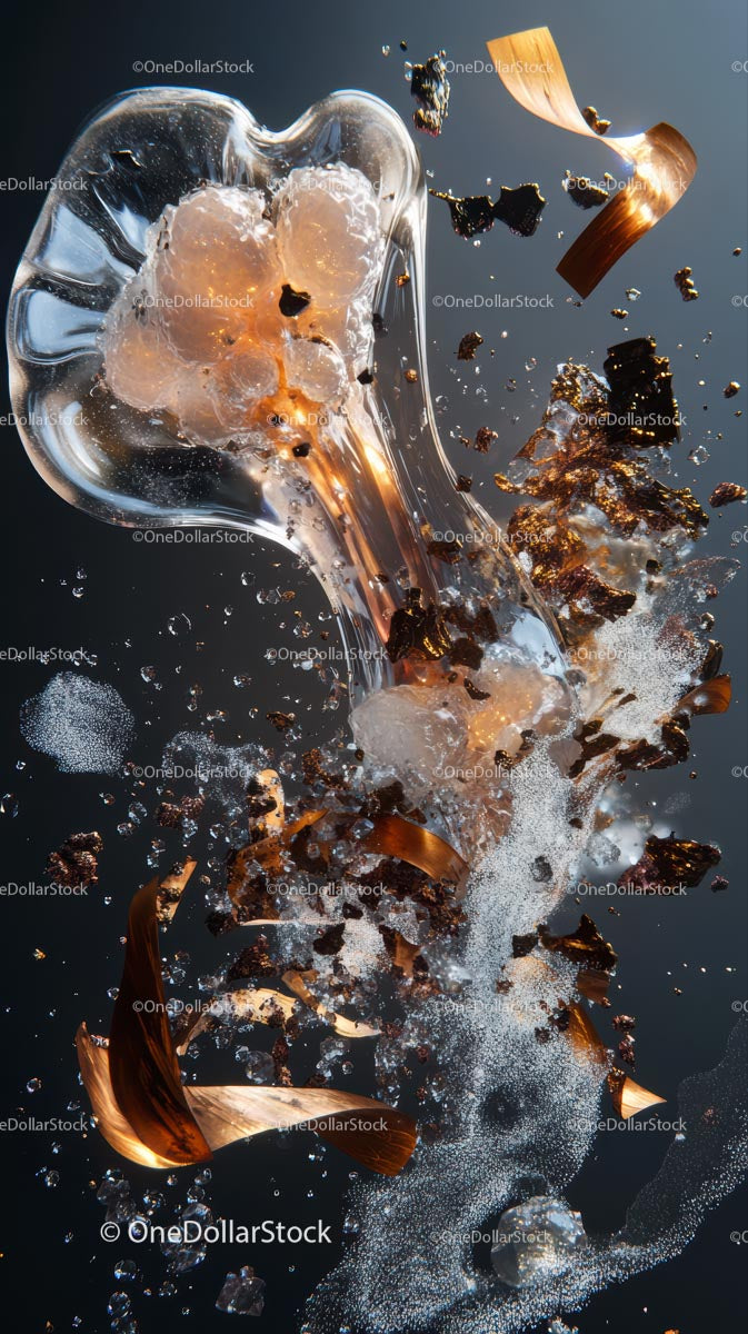 Exploding Glass with Shards and Debris in Motion