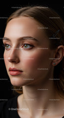 Elegant Young Woman with Blue Eyes and Flawless Skin