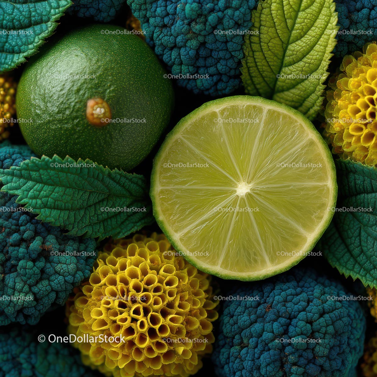 Vibrant Lime and Broccoli Composition for Fresh Food Inspiration