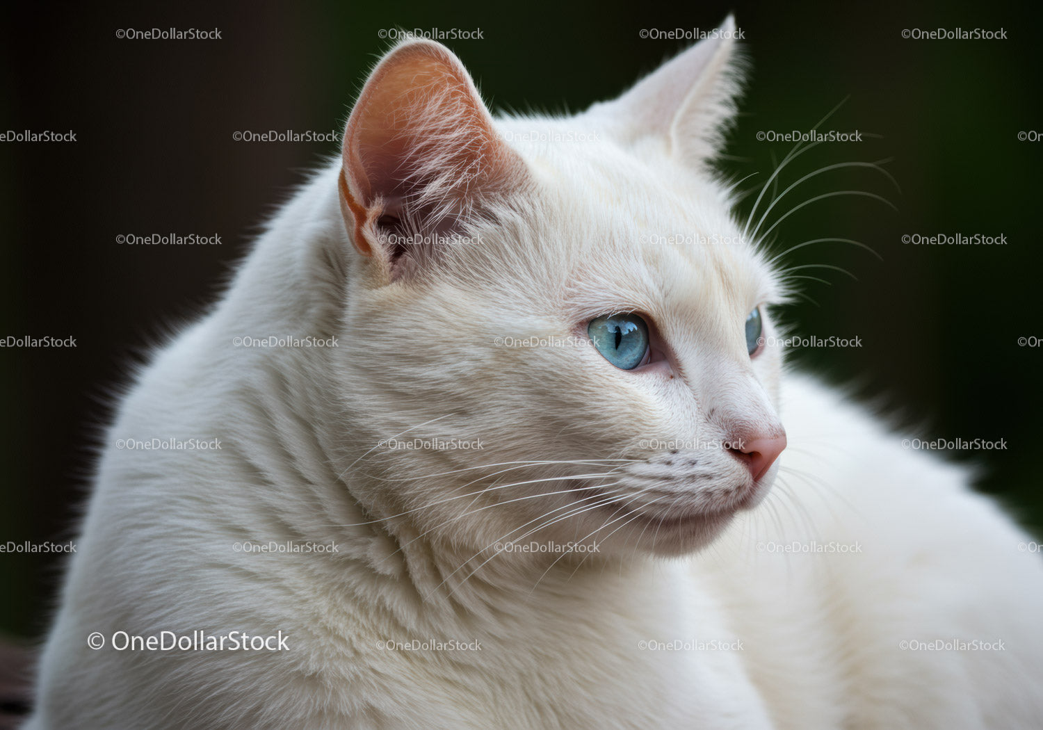 Close-Up of White Cat with Striking Blue Eyes
