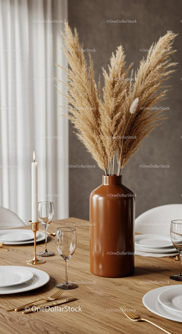 Elegant Pampas Grass Floral Arrangement for Modern Interior Decor