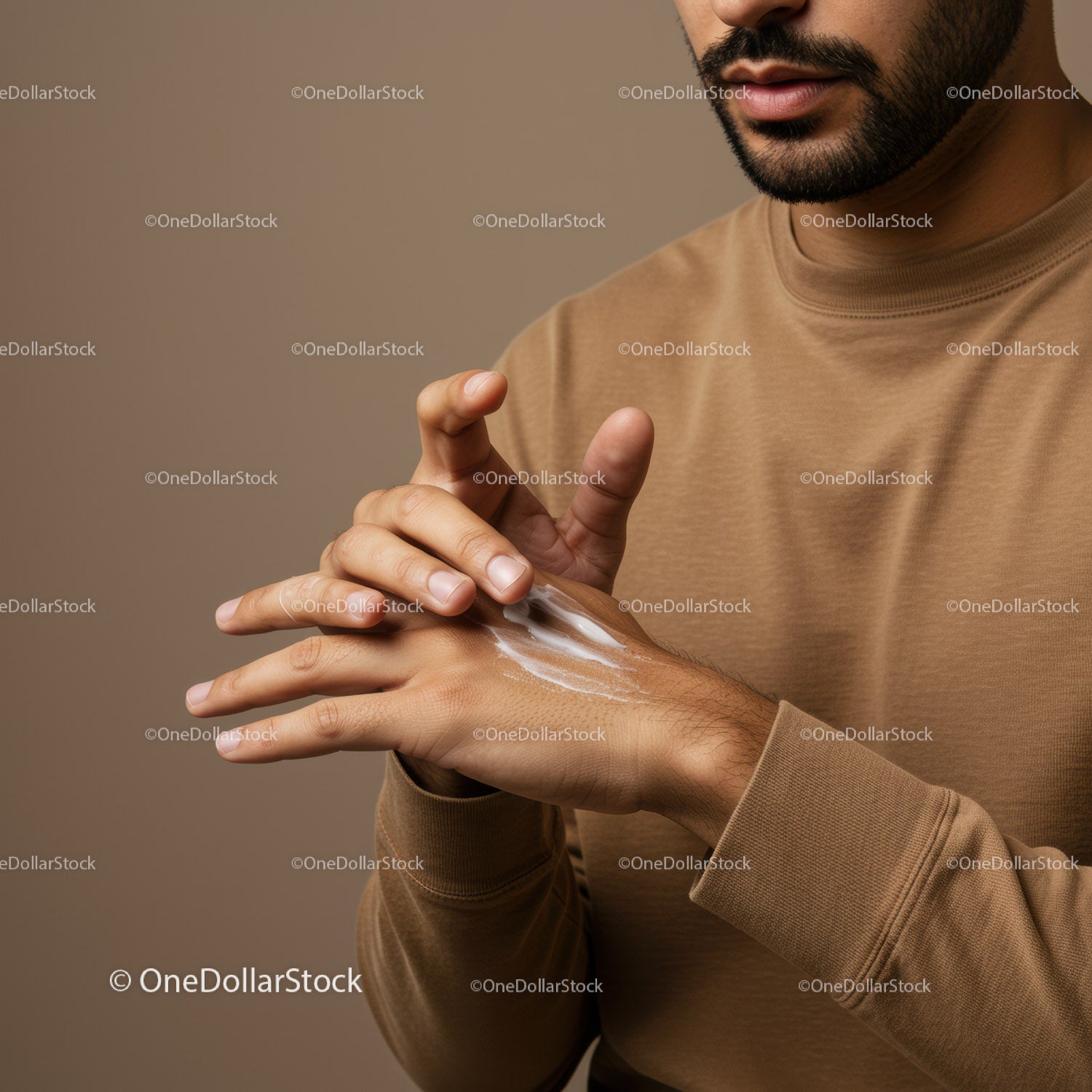 Close-Up of Man Applying Hand Lotion for Skin Care