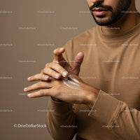 Close-Up of Man Applying Hand Lotion for Skin Care