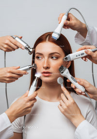 Young Woman Receiving Multiple Facials Using Skincare Devices