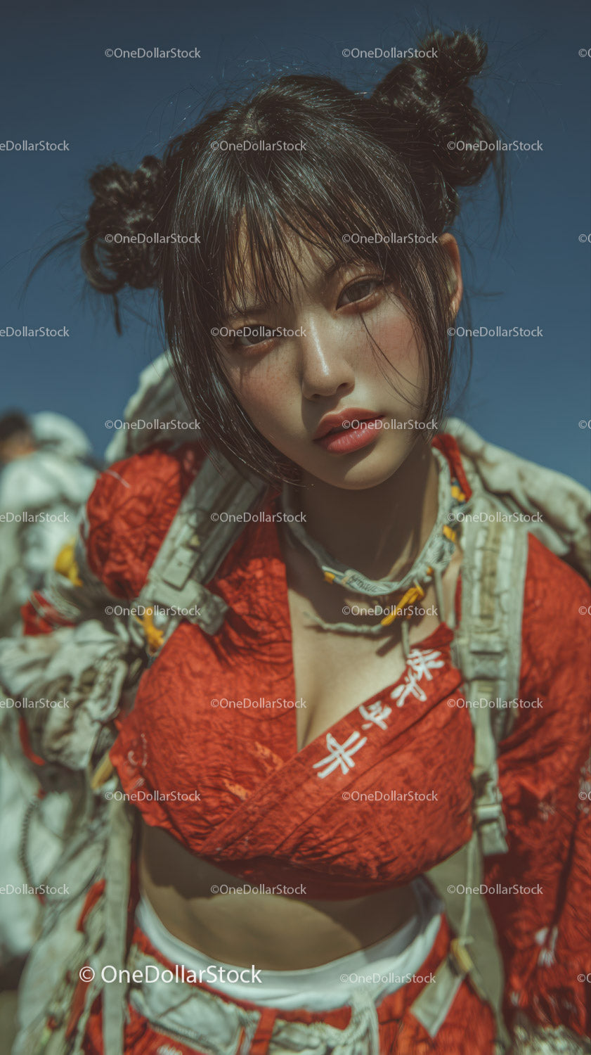 Young Woman with Edgy Style in Outdoor Urban Setting